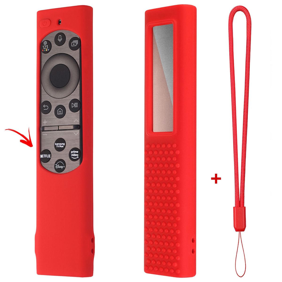 GENERICO - Funda de silicona Control Samsung One Remote 2022 Solar - ROJO