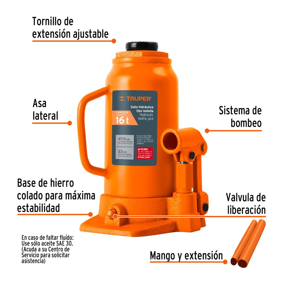 TRUPER - Gata botella de 16 toneladas Truper