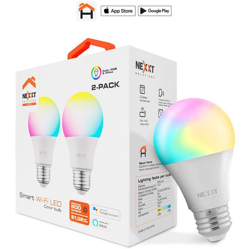 NEXXT SOLUTIONS - Foco led inteligente nexxt - pack de 2 focos multicolor rgb