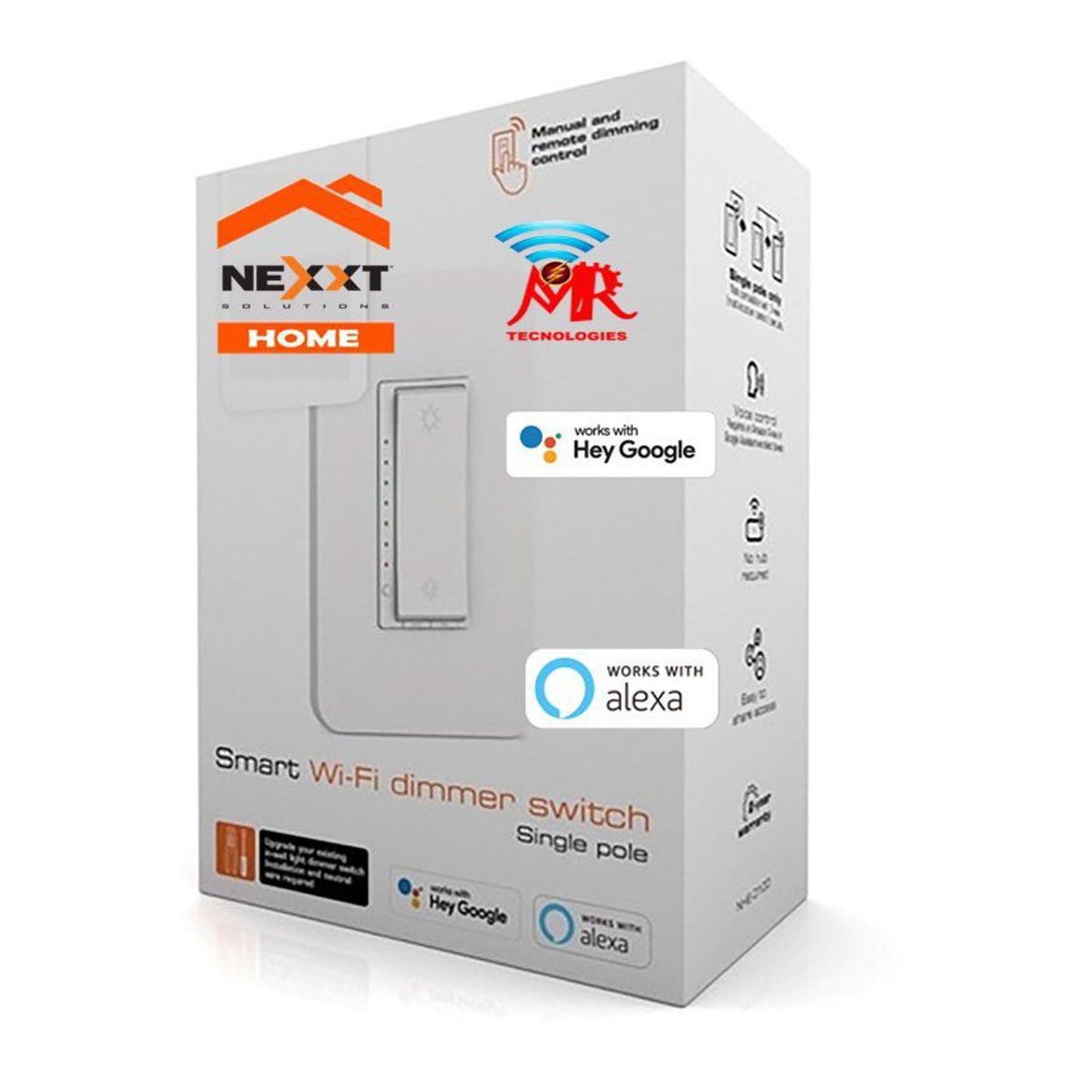 NEXXT SOLUTIONS - Interruptor de luz inteligente con conexión wi-fi nhe-d100 nexxt