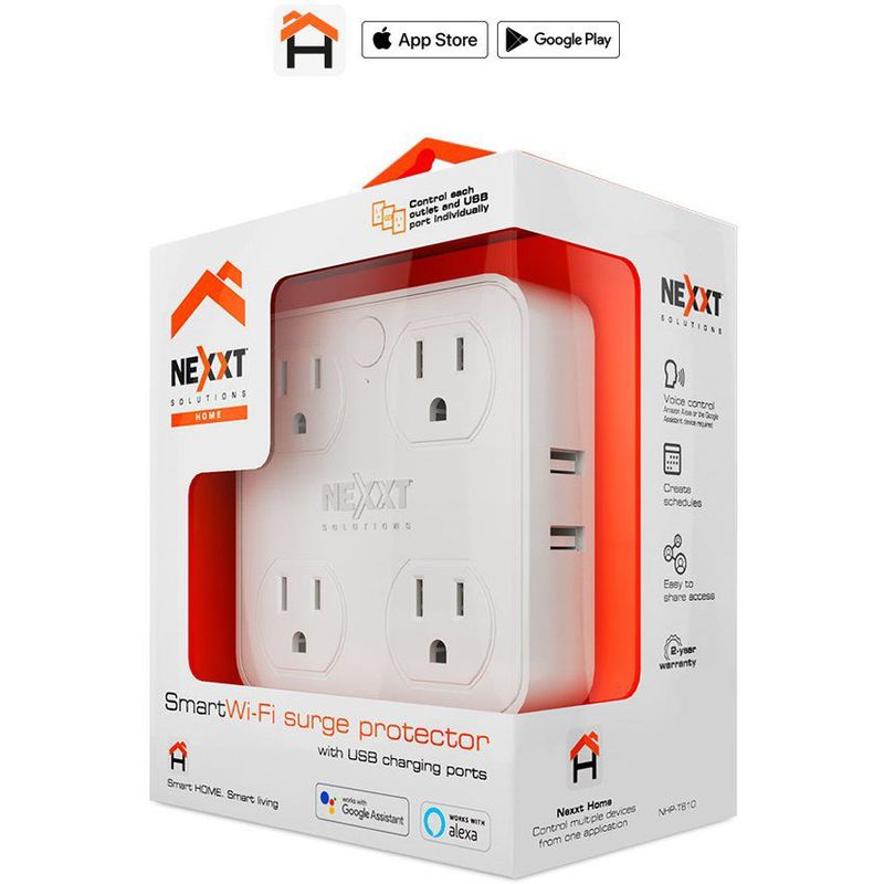 NEXXT SOLUTIONS - Enchufe inteligente wi-fi con 4 salidas y 4 puerto usb de carga