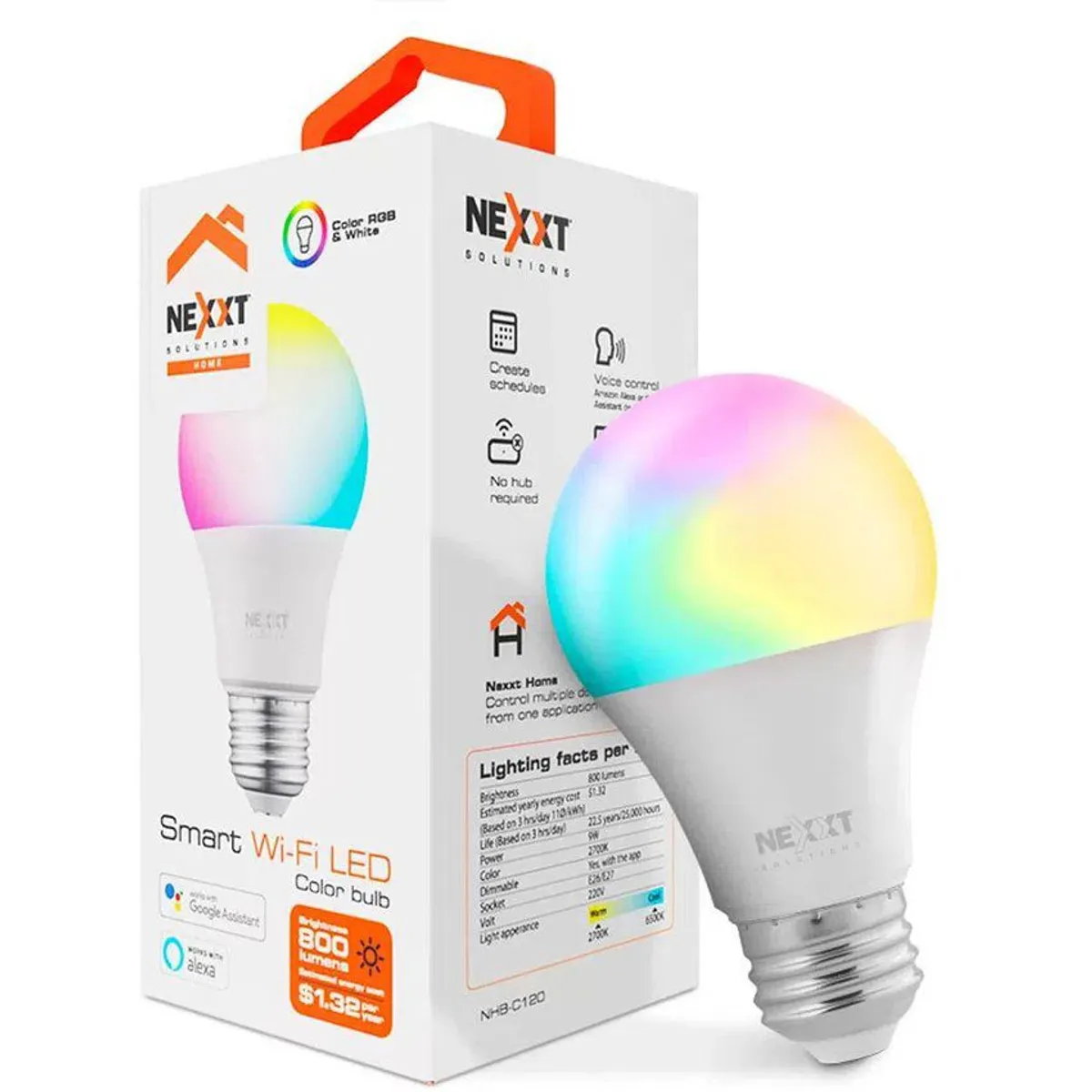 NEXXT SOLUTIONS - Foco led inteligente nexxt rgb- multicolor nhb-c120