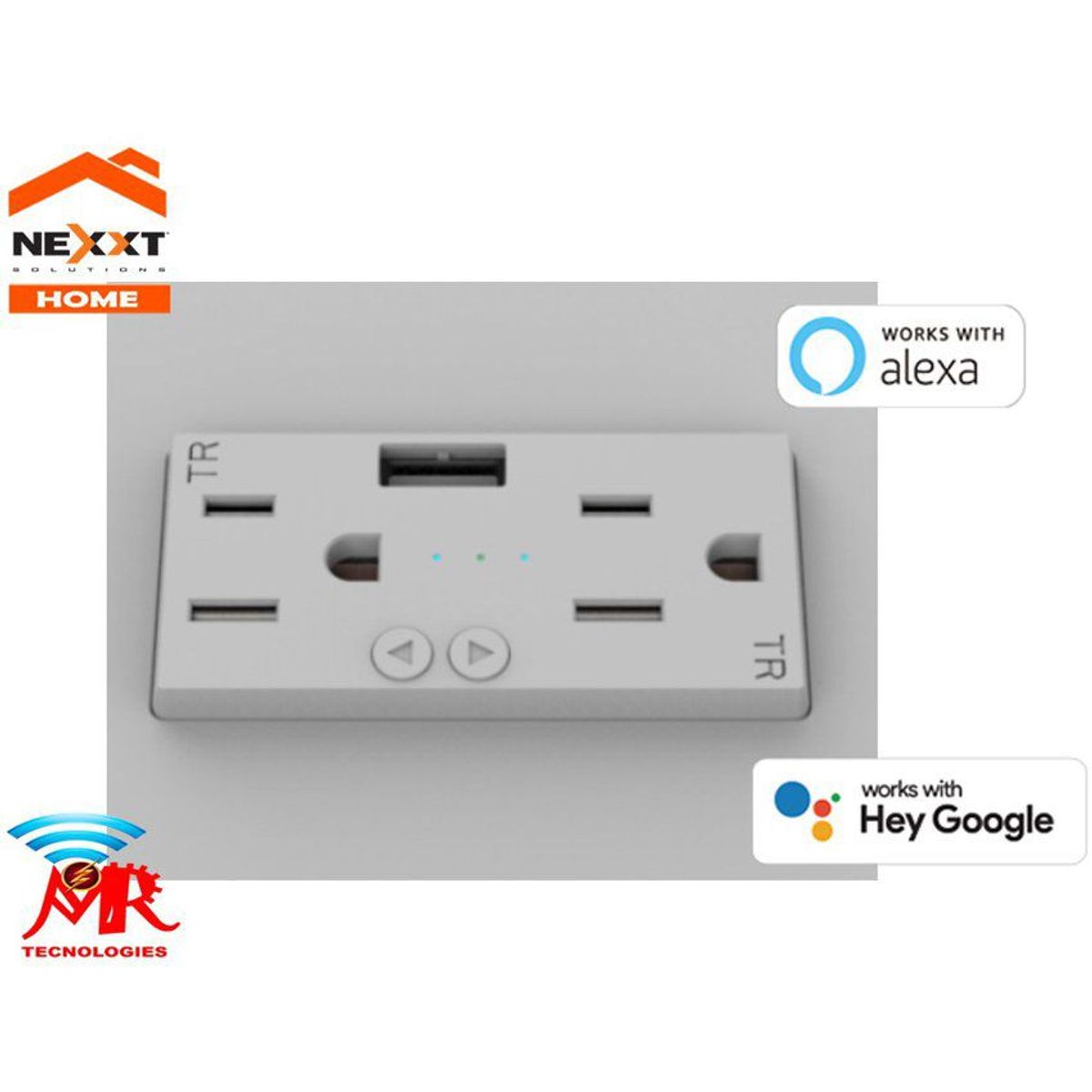 NEXXT SOLUTIONS - Tomacorriente de pared inteligente con puerto usb y wi-fi nhe-w100