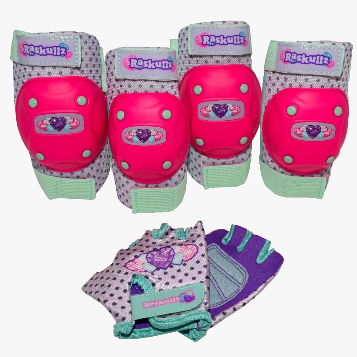 RASKULLZ - Coderas Rodilleras Guantes para patineta bici RASKULLZ GIRL