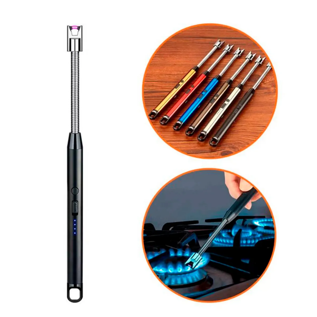 BUYPAL - Encendedor Recargable Flexible 360° con Bloqueo de Seguridad Negro