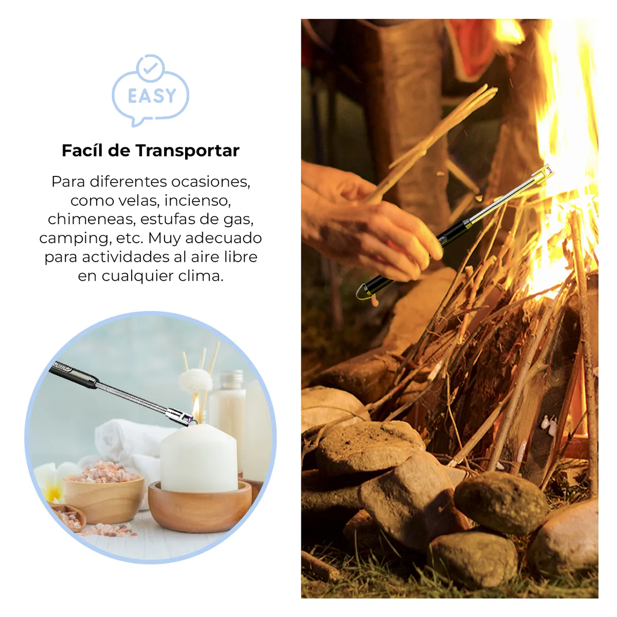 BUYPAL - Encendedor Recargable Flexible 360° con Bloqueo de Seguridad Negro