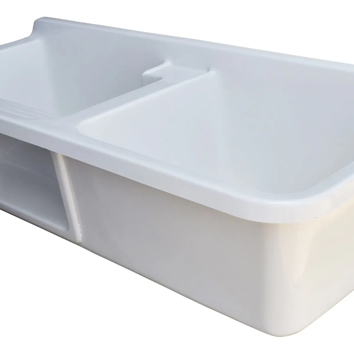 GENERICO - Lavadero Fibra de Vidrio Doble Posa Atenas 115x47x27cm Blanco