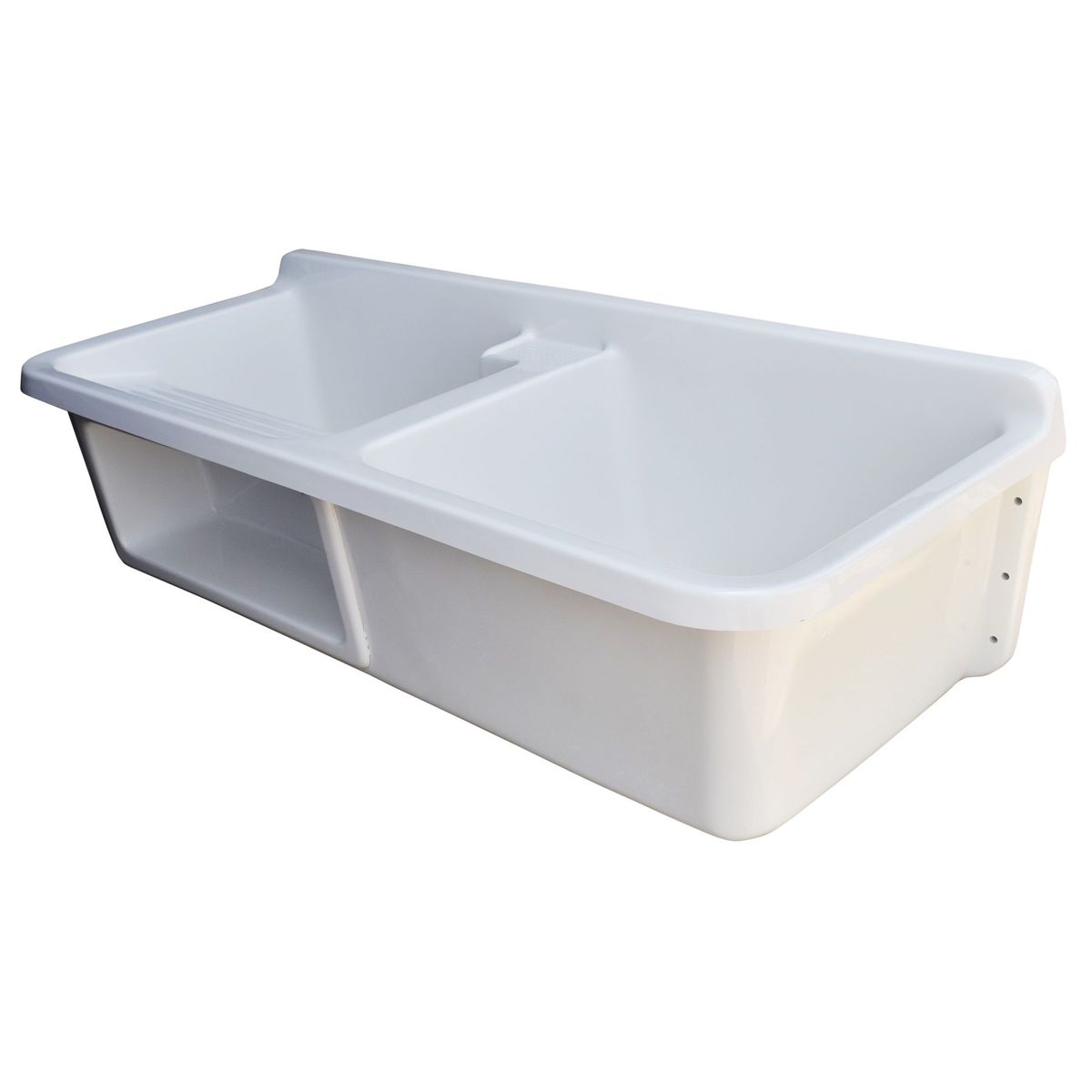 GENERICO - Lavadero Fibra de Vidrio Doble Posa Atenas 115x47x27cm Blanco