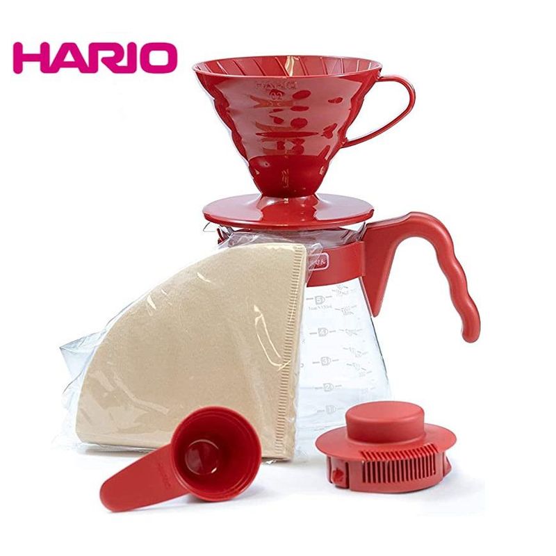 HARIO - Kit Rojo V60 Hario Dripper 1-4 Tazas