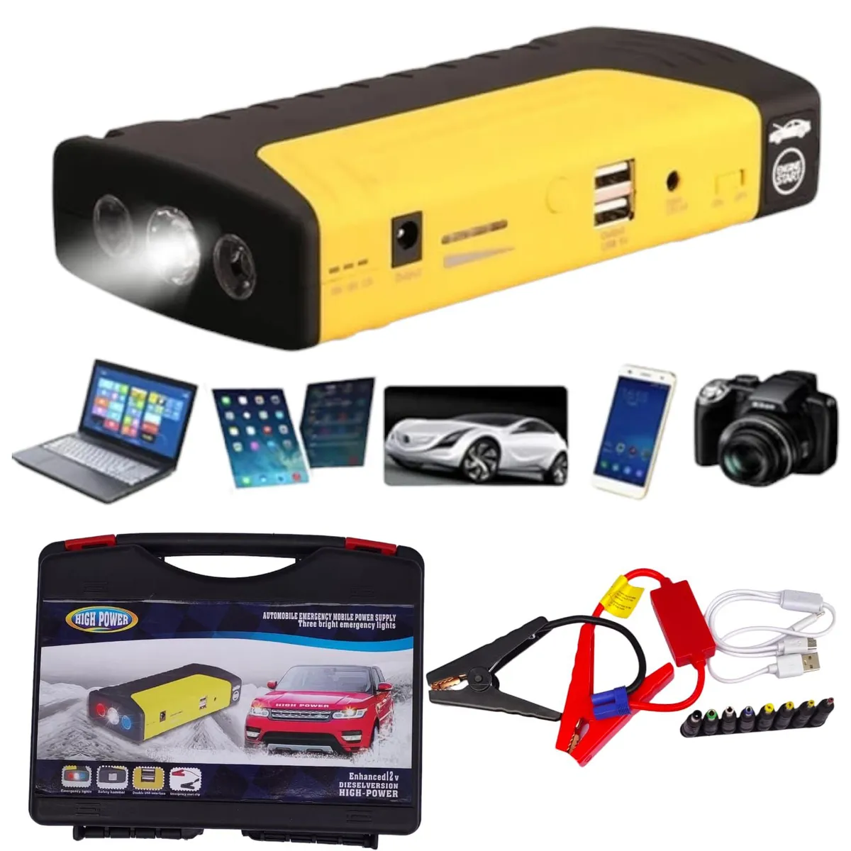 OEM - Kit Arrancador Bateria Auto Carro Recargable Power Bank