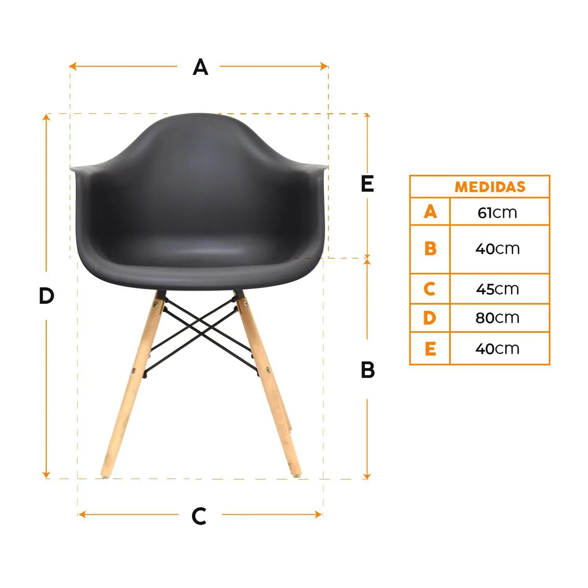 BONNO - Silla De Diseño Eames Negro Bonno