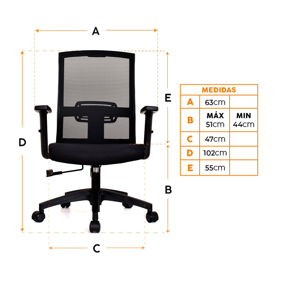 BONNO - Silla Ergonomica Monk SemiReclin Negro Bonno