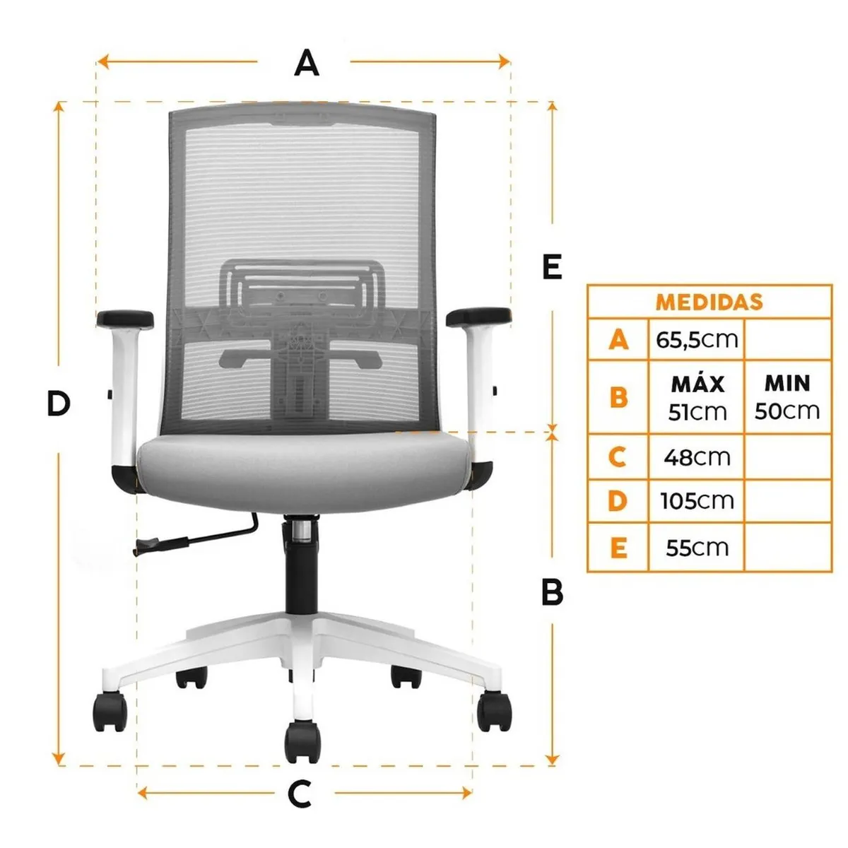 BONNO - Silla Ergonomica Monk SemiReclin Gris Bonno