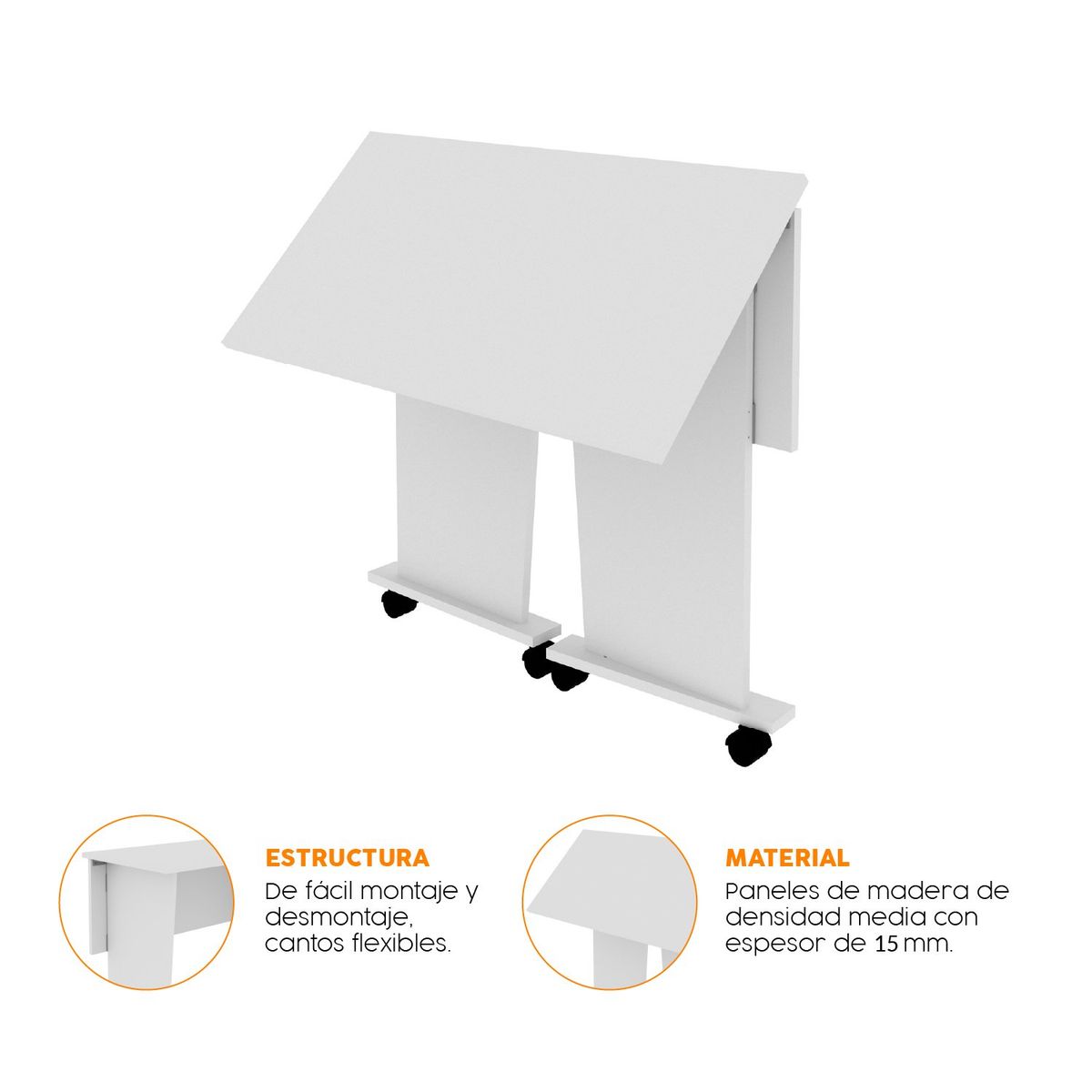BONNO - Escritorio De Melamina Monet Desmontable Blanco Bonno