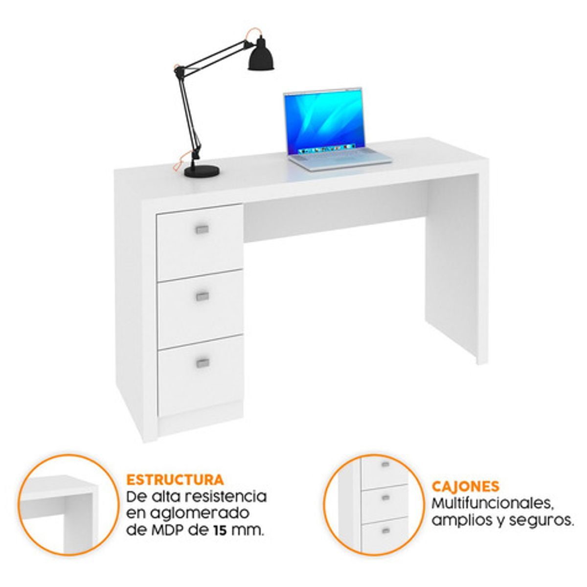 BONNO - Escritorio De Melamina Carson Blanco Bonno