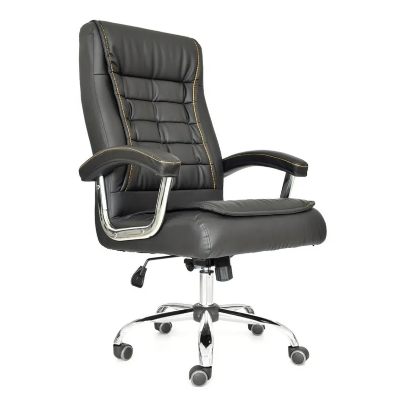 BONNO - Sillon De Escritorio Shiny Negro Con Cabecero Bonno