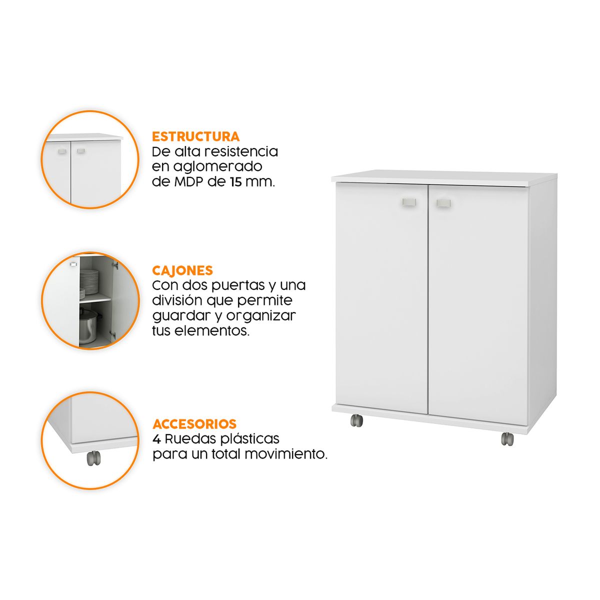 BONNO - Mueble De Cocina Multiuso Vesper Blanco Bonno