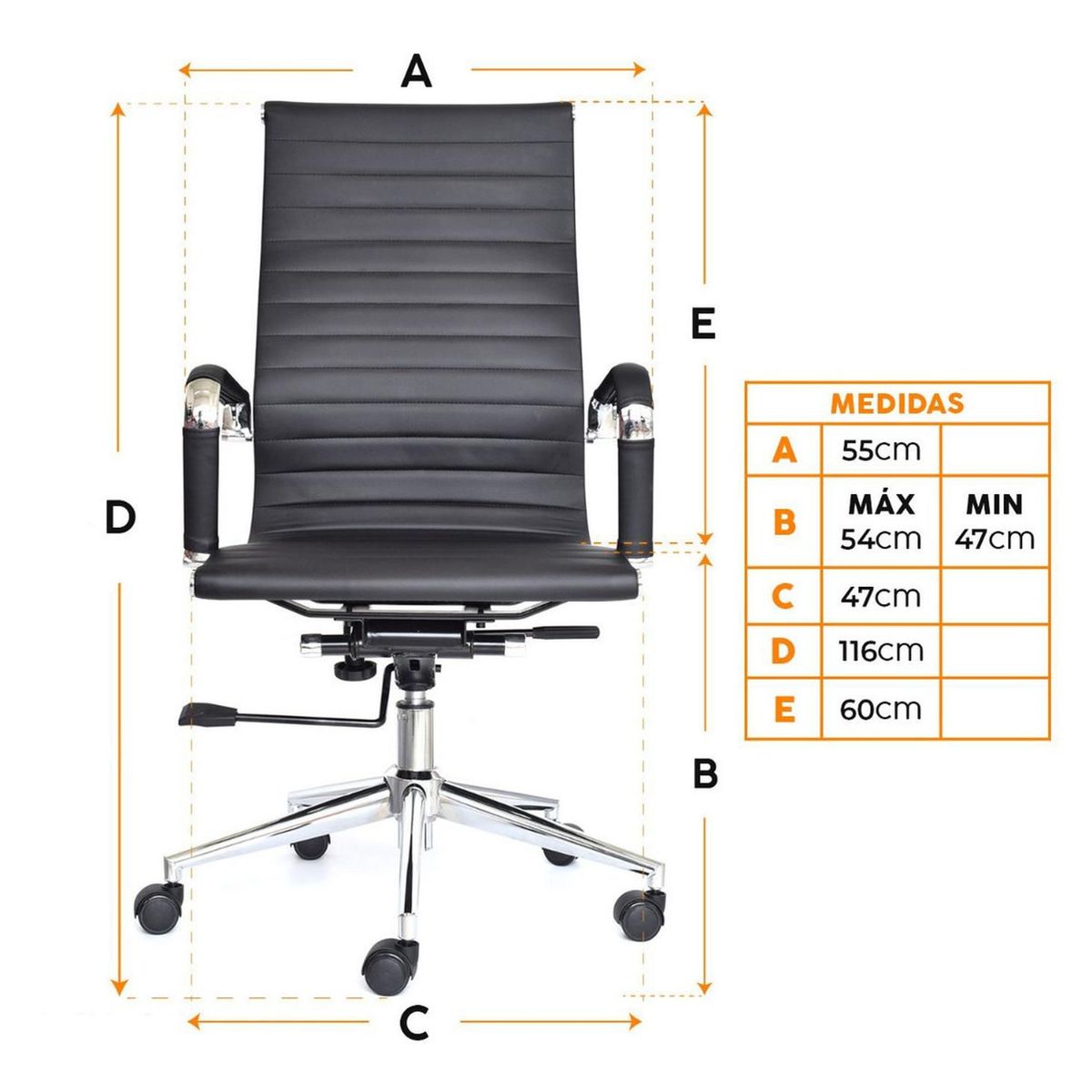 BONNO - Sillon De Escritorio Boss Negro Con Cabecero Bonno