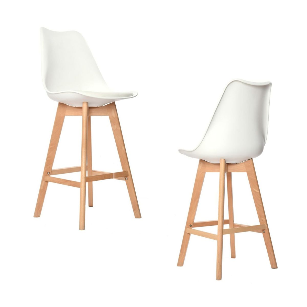 BONNO - Set X 2 Banco Para Bar Ema Fijo Blanco Bonno