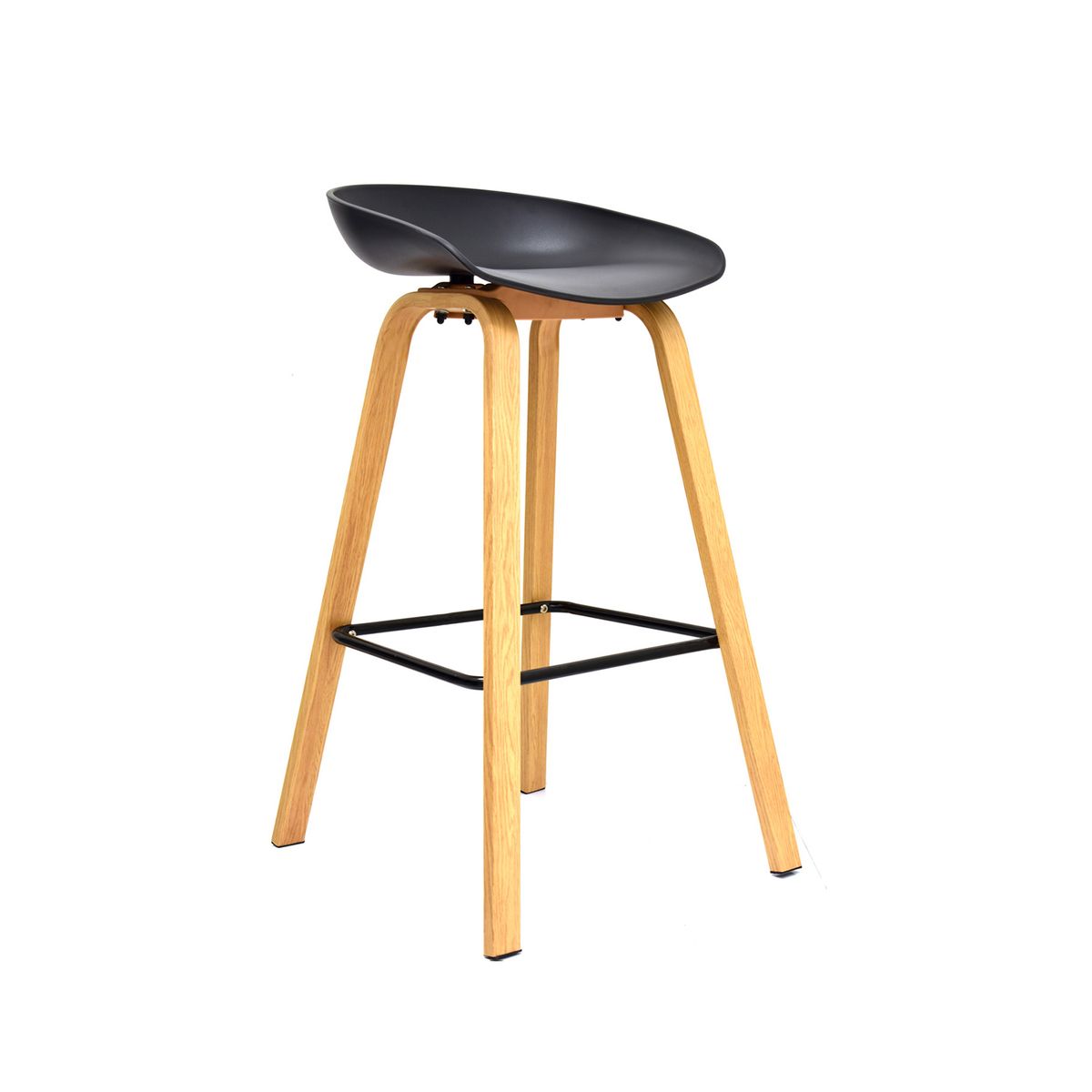 BONNO - Set X 2 Banco Para Bar Misuri Fijo Negro Bonno