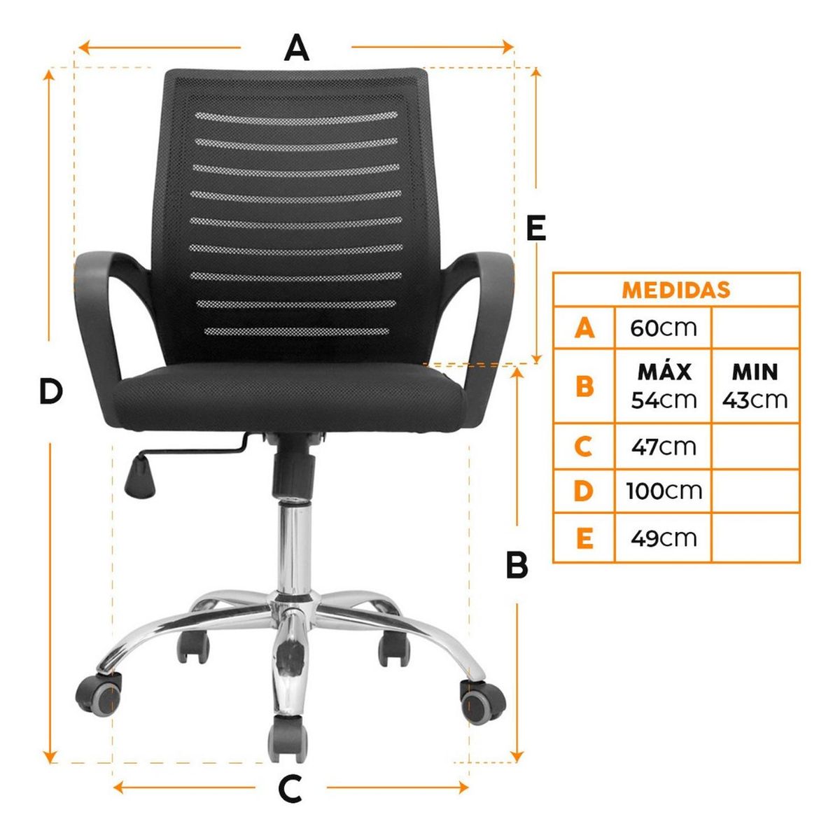 BONNO - Silla De Escritorio Dex Negro Bonno