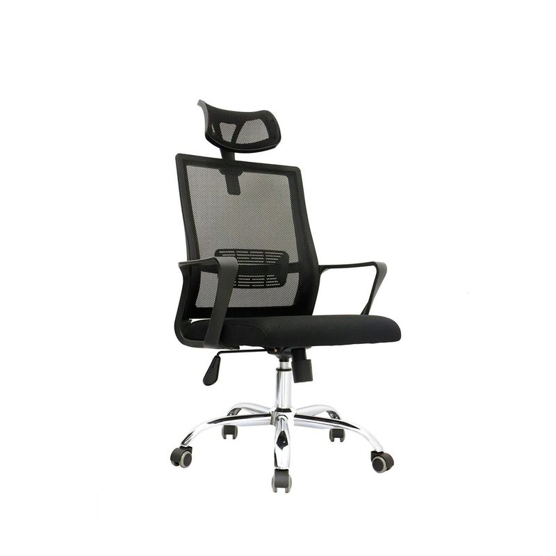 BONNO - Silla De Escritorio Look Negro Con Cabecero Bonno