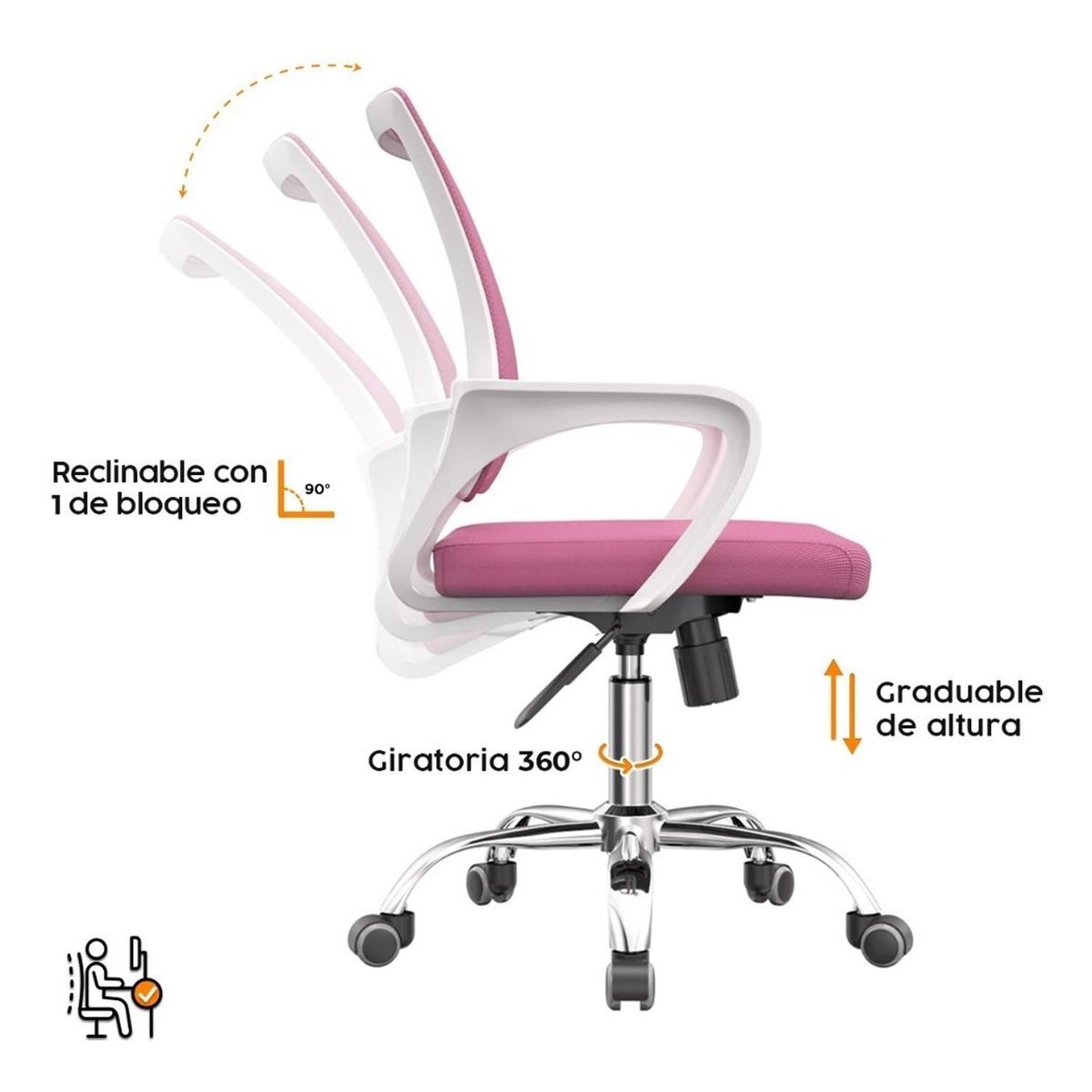 BONNO - Silla De Escritorio Atlantis Eco Rosado Bonno