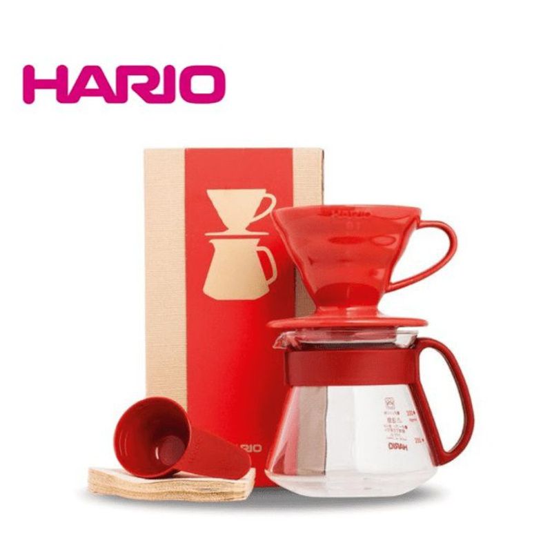 HARIO - Kit de cerámica Rojo V60 Hario Dripper 1-2 Tazas