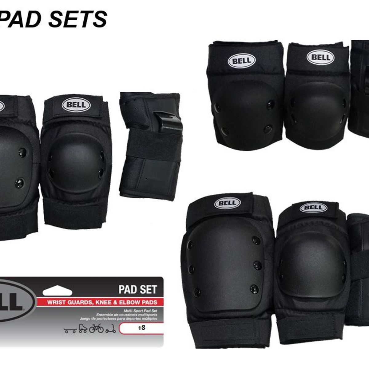 RASKULLZ - Set de Coderas Rodilleras y Muñequera Marca BELL Negro 8
