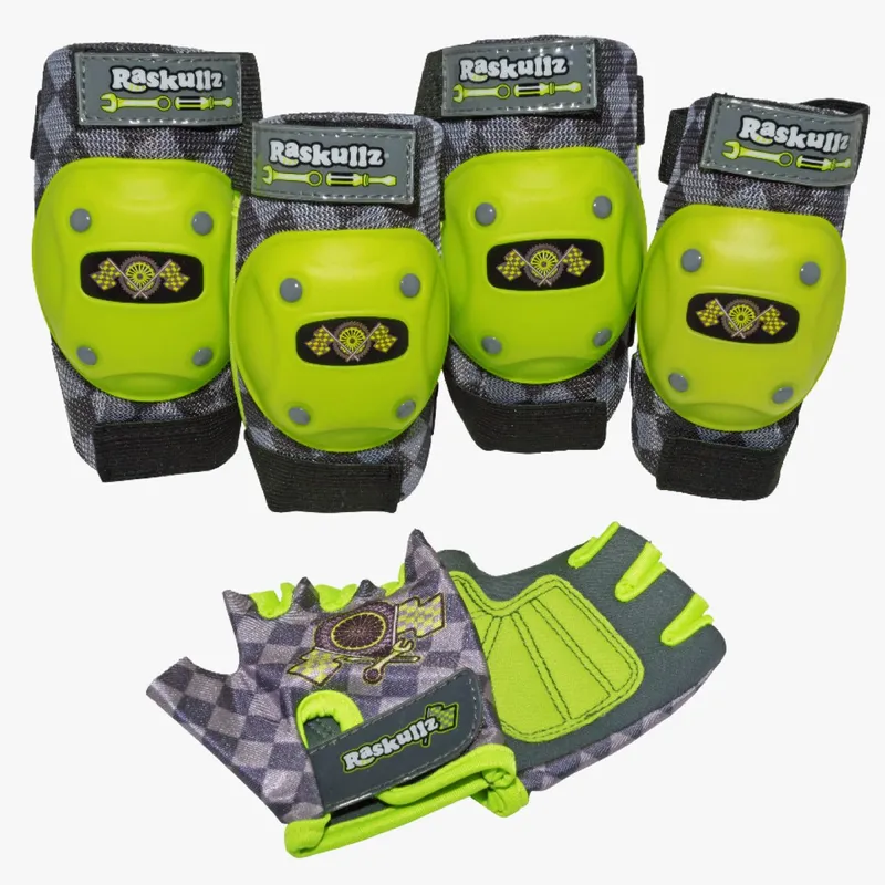 RASKULLZ - Coderas Rodilleras Guantes para patineta bici RASKULLZ BOY