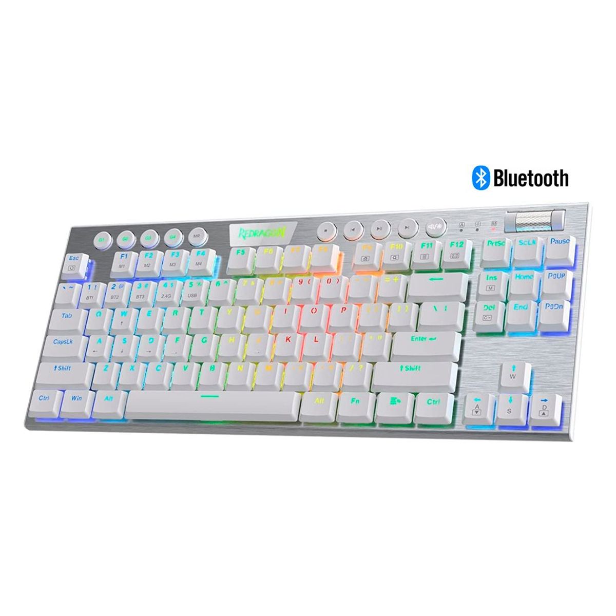 REDRAGON - Teclado Mecánico Redragon HORUS K618W RGB Blanco Wireless RED -Español