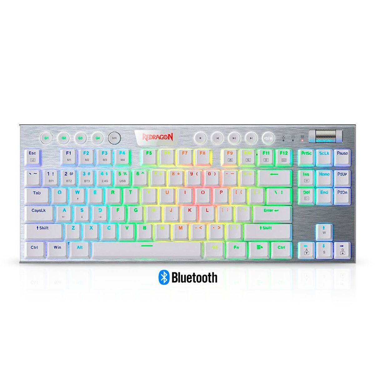 REDRAGON - Teclado Mecánico Redragon HORUS K618W RGB Blanco Wireless RED -Español