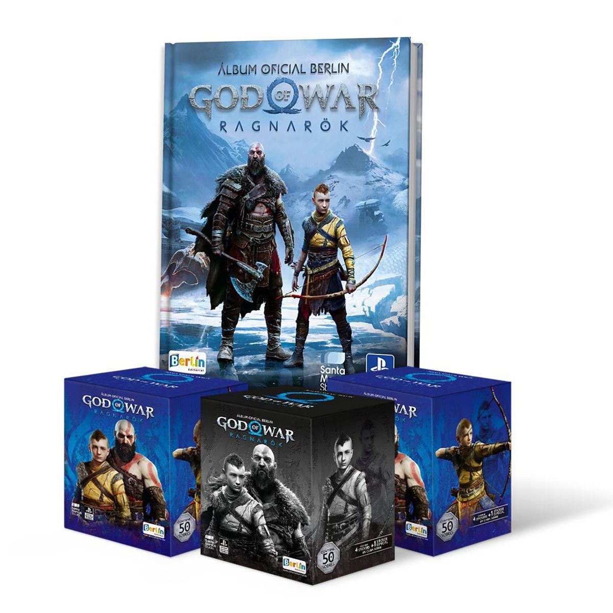 EDITORIAL BERLIN - God of war Ragnarok, 1 Álbum Tapa Dura + 3 Cajitas (150 Sobres)
