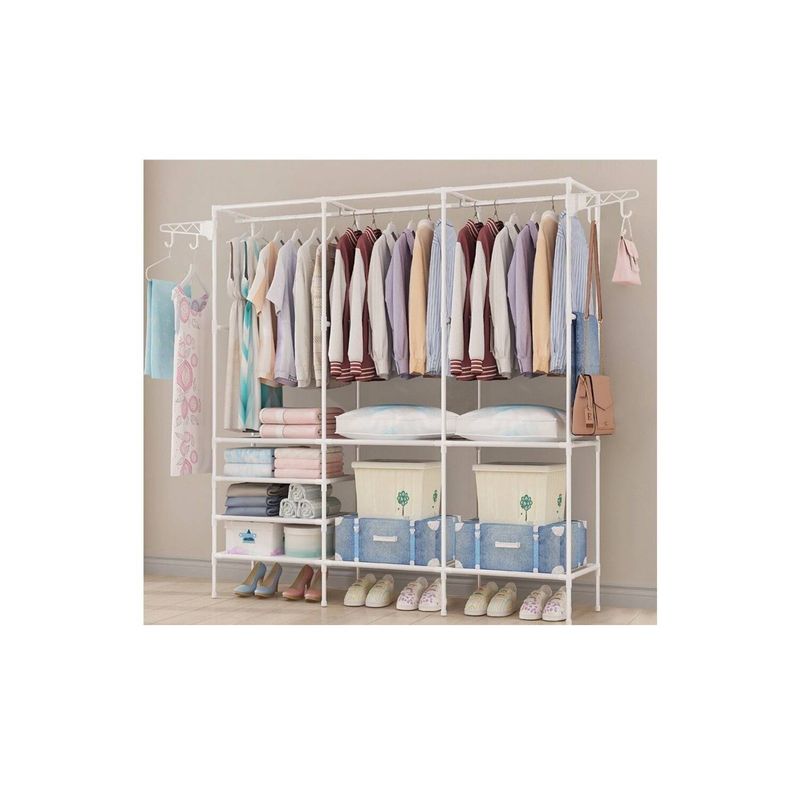 GENERICO - Ropero Perchero Organizador Armario Closet Armable 3 Cuerpos Blanco