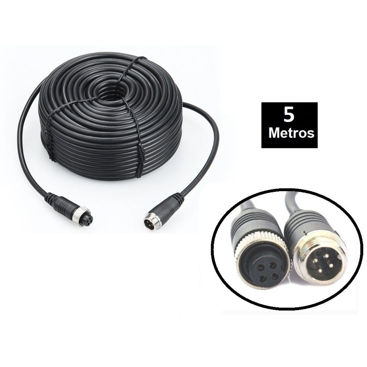 GENERICO - CABLE 4 PINES M12 AVIATION 5 METROS PARA MDVR CAMARAS
