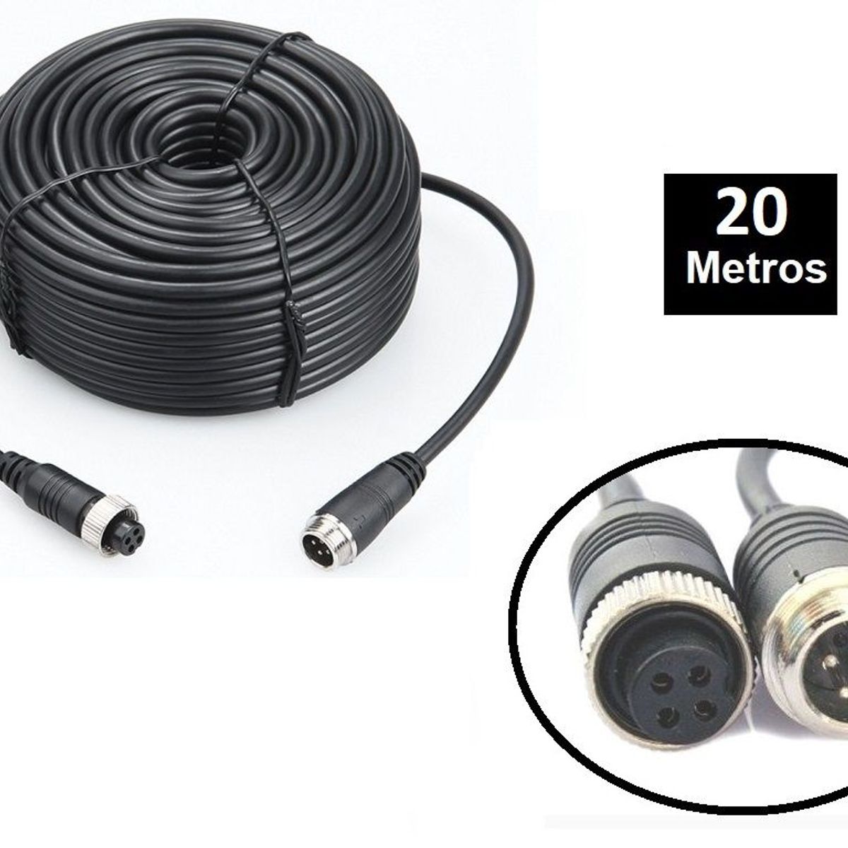 GENERICO - CABLE 4 PINES 20 METROS M12 AVIATION PARA MDVR CAMARAS
