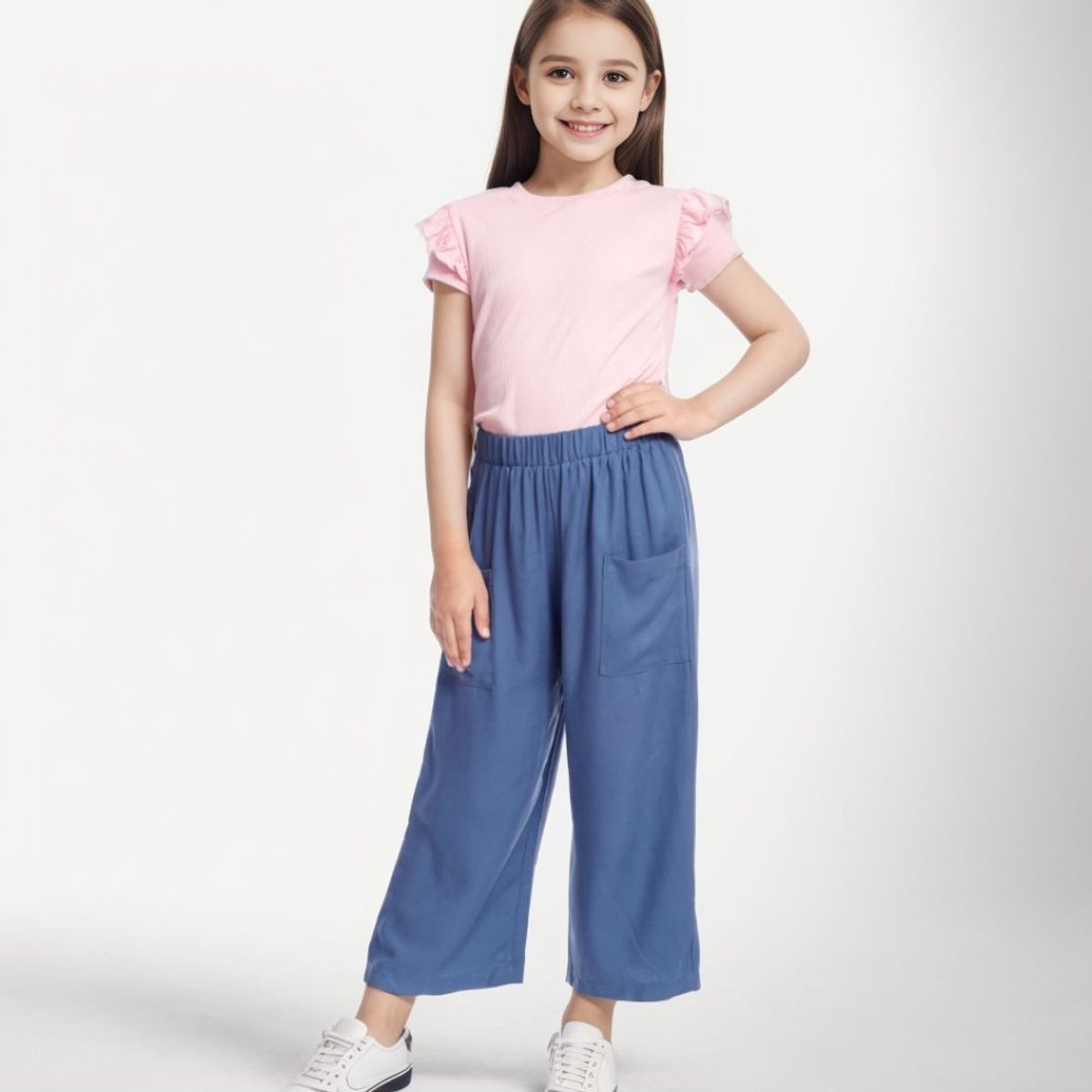 LE PETIT COMPANY - Pantalón Culotte Niña Bolsillos - Azul Cobalto
