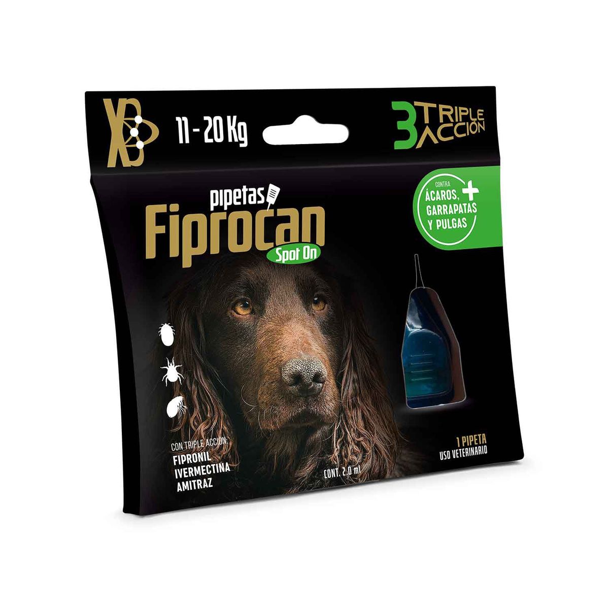 VETLINEX - ANTIPULGAS, GARRAPATAS Y ACAROS FIPROCAN PIPETAS 20 KG