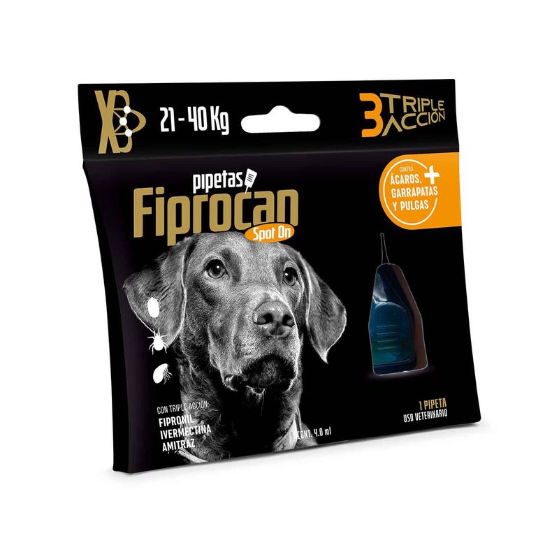 VETLINEX - ANTIPULGAS, GARRAPATAS Y ACAROS FIPROCAN PIPETAS 40 KG