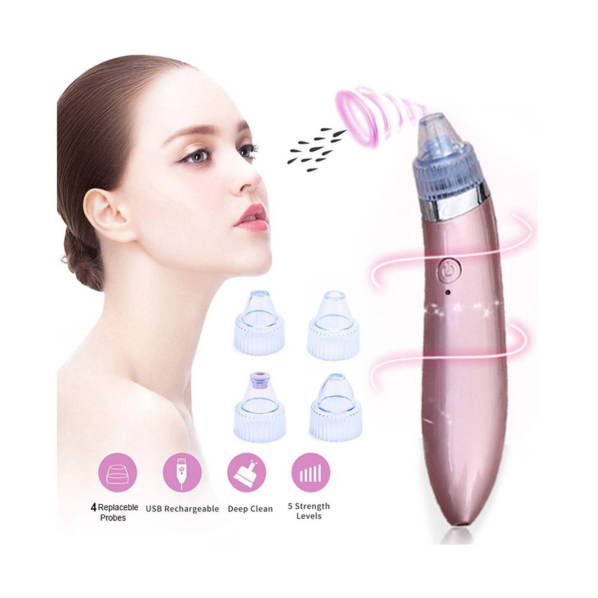 GENERICO - Limpiador de Poros Recargable 5 Niveles Succión