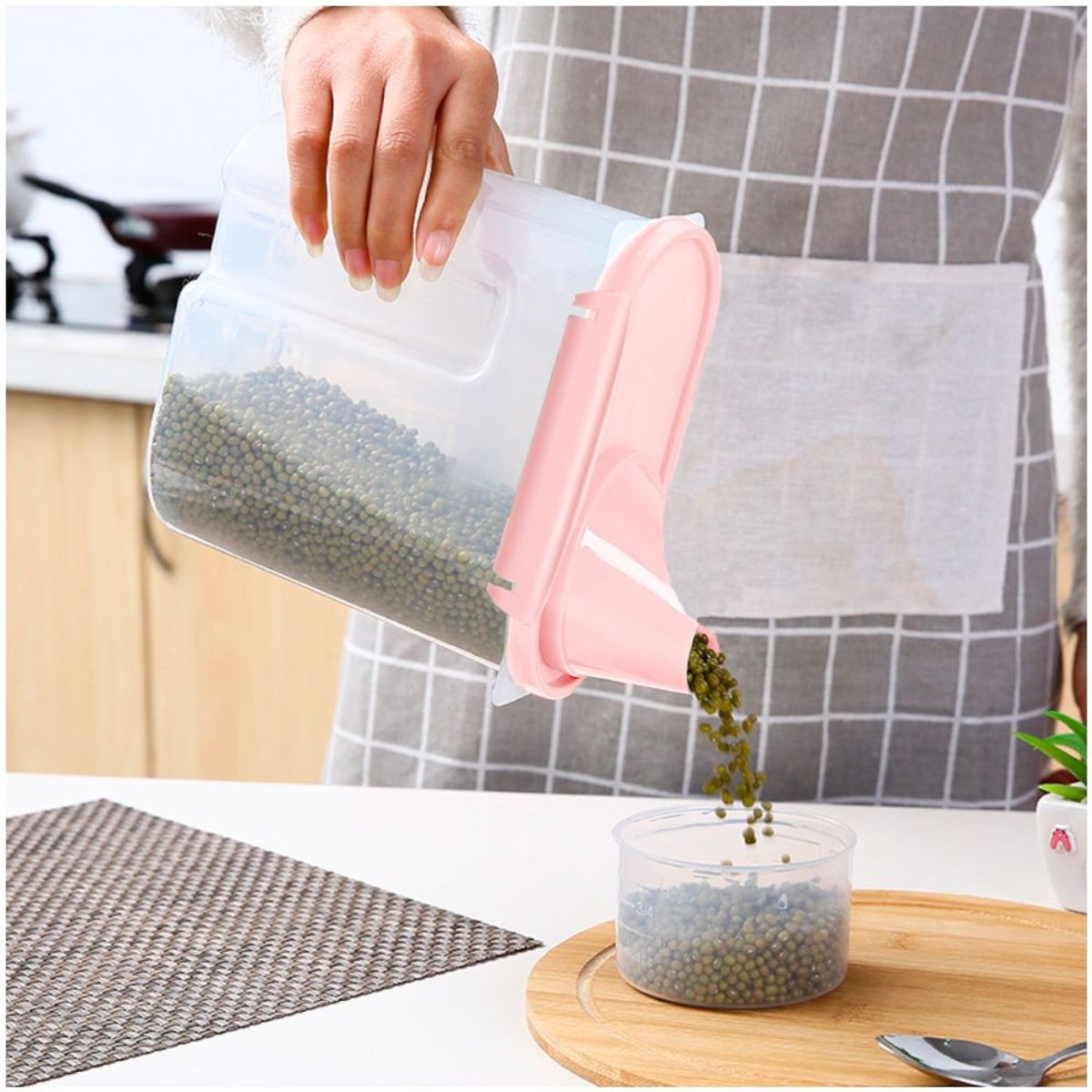 GENERICO - Recipiente Contenedor de Arroz Menestras Dispensador Tapa Hermético RS