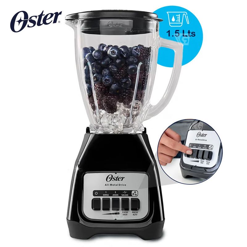 OSTER - Licuadora Oster de 2 velocidades más pulso y vaso de vidrio BLSTKAGBPB