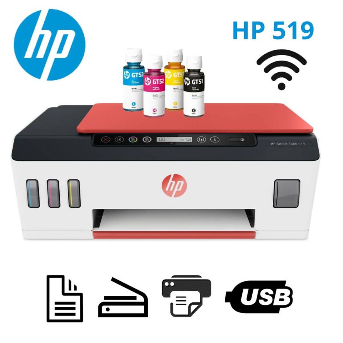 HP - Impresora Multifuncional HP Smart Tank  519 Wifi Inalambrico