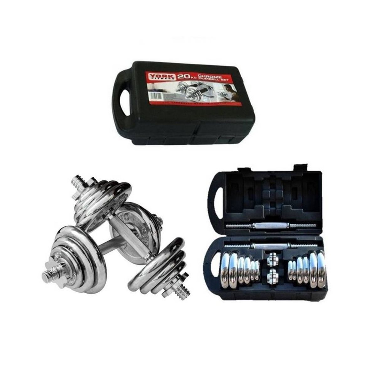 GENERICO - Set de Pesas Mancuernas 20Kg Barra Adaptadora