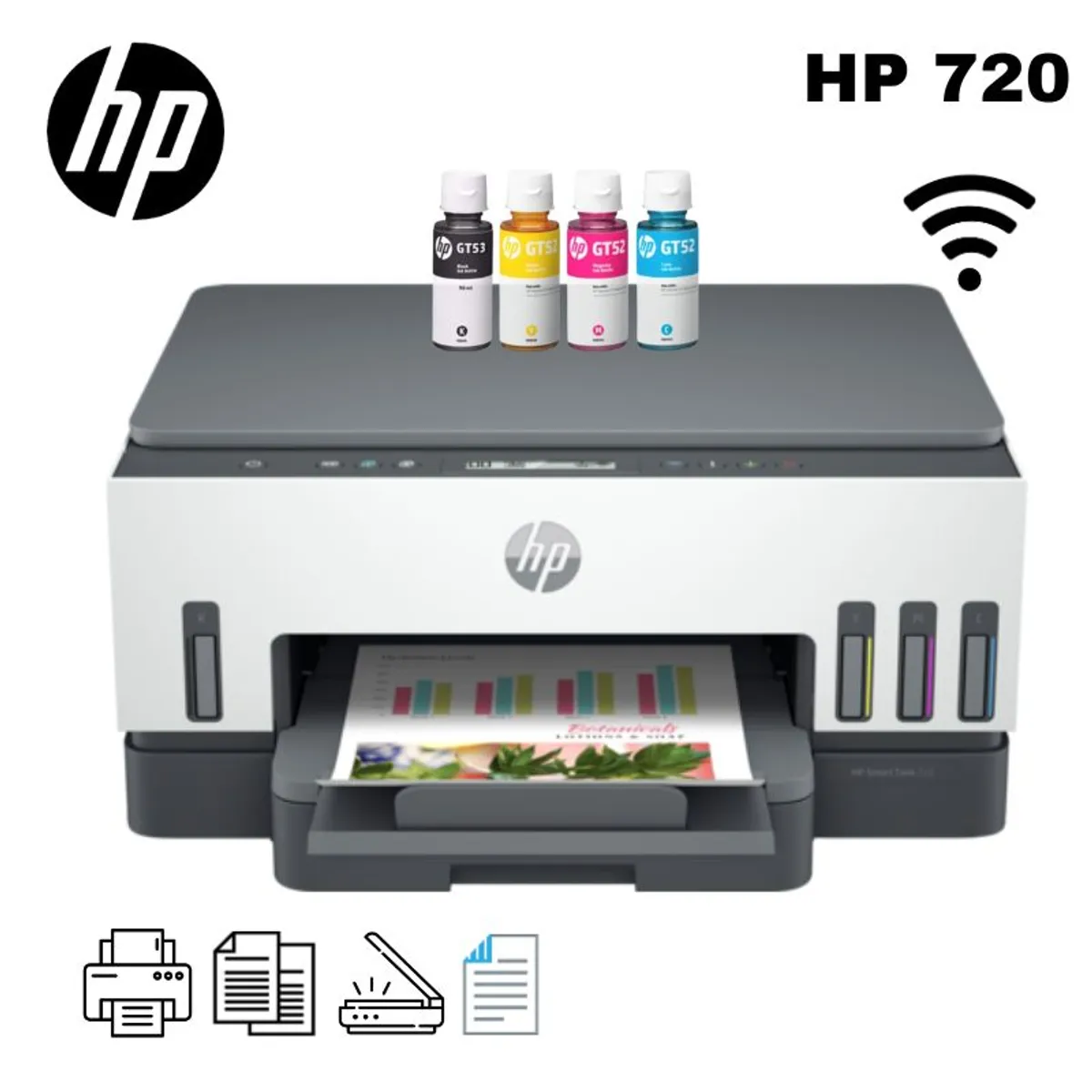 HP - Impresora Multifuncional HP Smart Tank 720 Wifi Dúplex