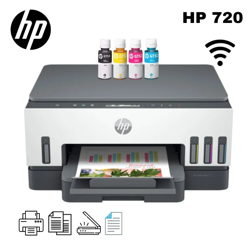 HP - Impresora Multifuncional HP Smart Tank 720 Wifi Dúplex