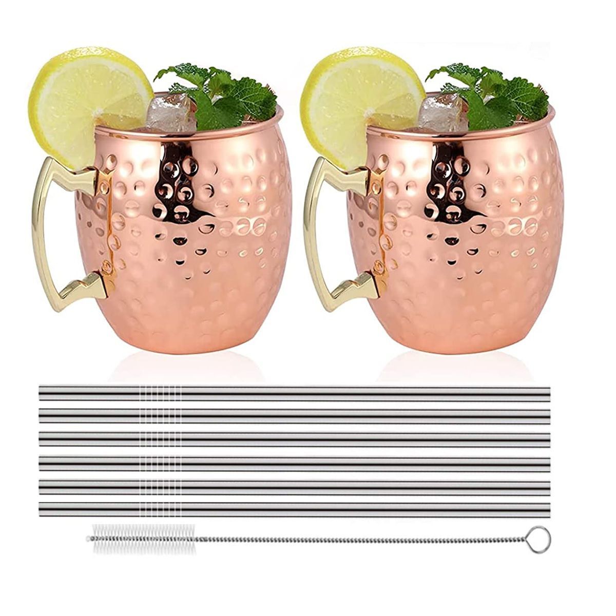 ICHIMATSU - Set x 2 Mugs Moscow Cobre Tazas + Sorbetes de acero Inoxidable