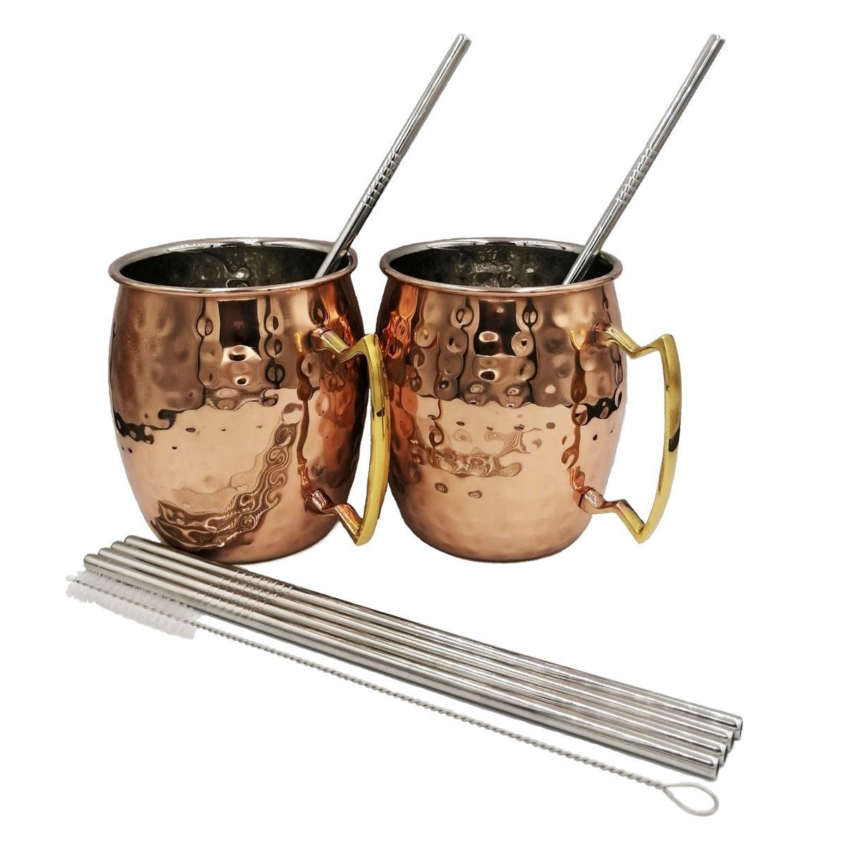 ICHIMATSU - Set x 2 Mugs Moscow Cobre Tazas + Sorbetes de acero Inoxidable