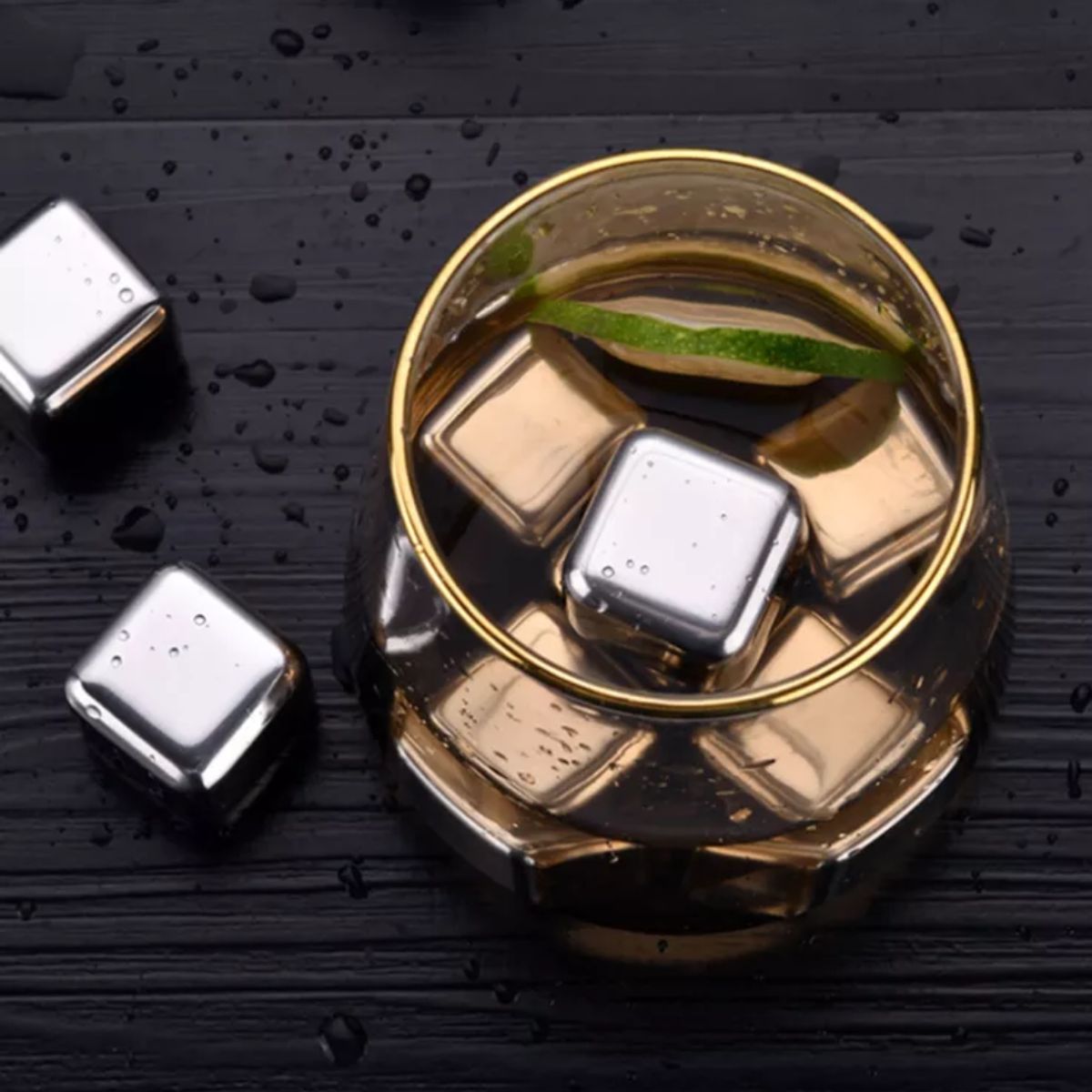 AURELA - Set de Cubos De Hielo De Acero Inoxidable con Estuche