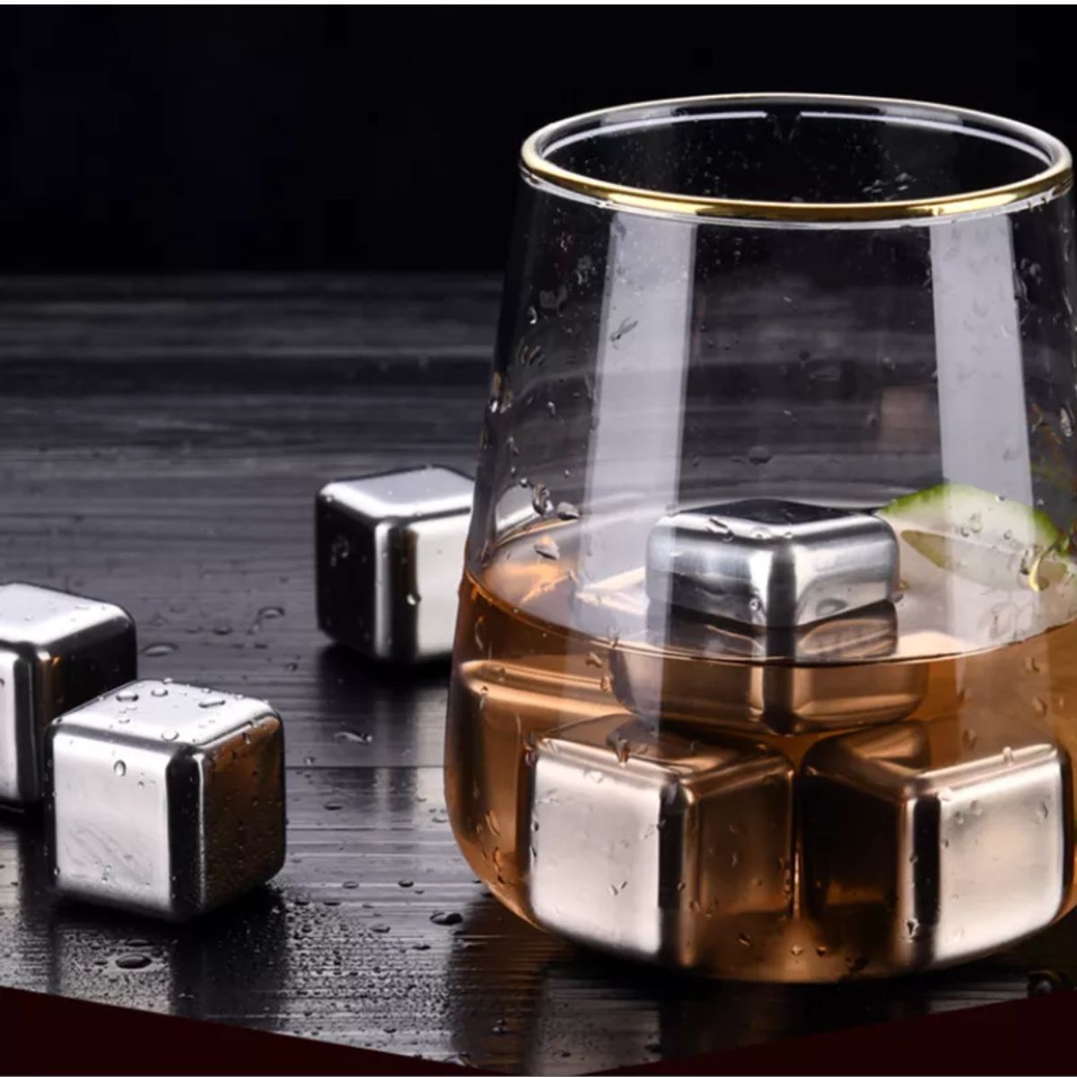 AURELA - Set de Cubos De Hielo De Acero Inoxidable con Estuche